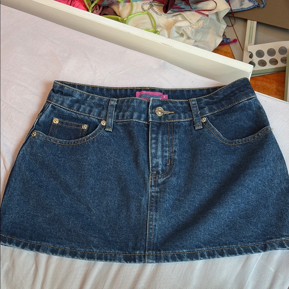 Edikted Blue and Gold Mini Skirt Casual